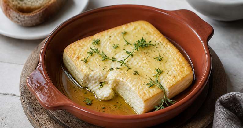 Feta rôtie miel-thym à l’airfryer : 12 min à 180 °C