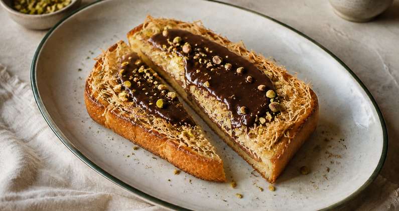 Toast Dubai chocolate à l’airfryer : pistache et kadaïf